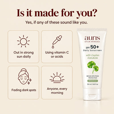 Auris SPF 50+ Daily Sunscreen: who it is made for