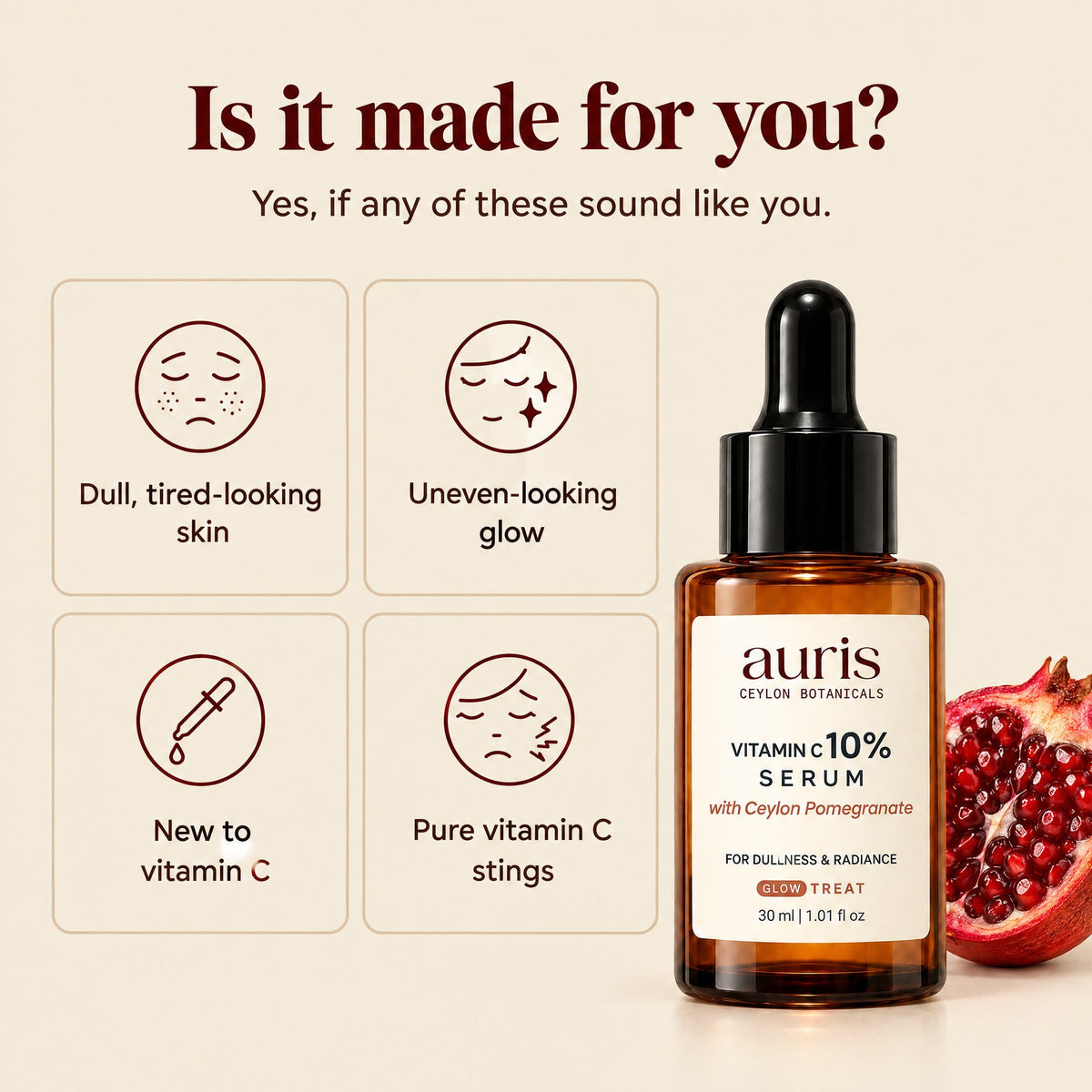 Auris GLOW Vitamin C 10% Serum: who it is made for
