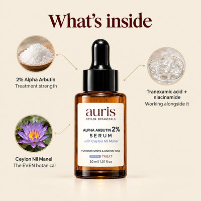 Auris EVEN Alpha Arbutin 2% Serum: what's inside: key ingredients