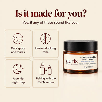 Auris EVEN Alpha Arbutin 1% Night Cream: who it is made for