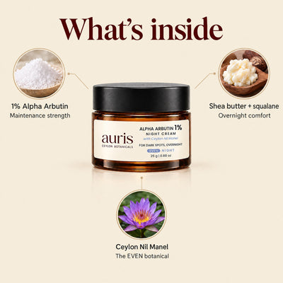 Auris EVEN Alpha Arbutin 1% Night Cream: what's inside: key ingredients