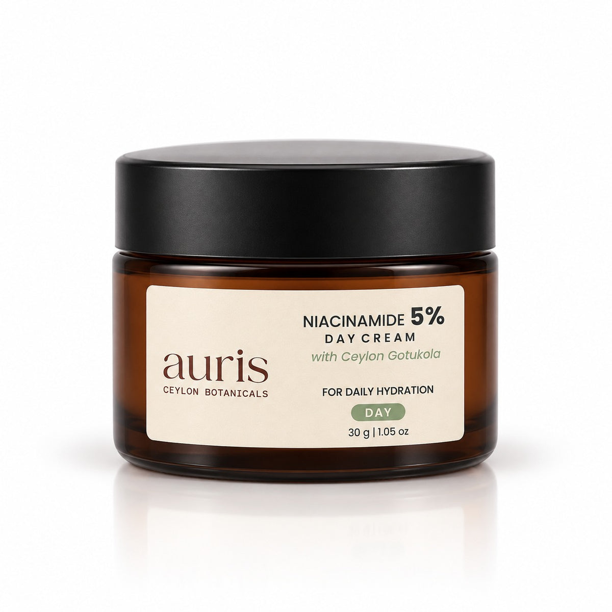 OLD (restored for review) — Auris Niacinamide 5% Day Cream with Ceylon Gotukola, 30 g amber jar