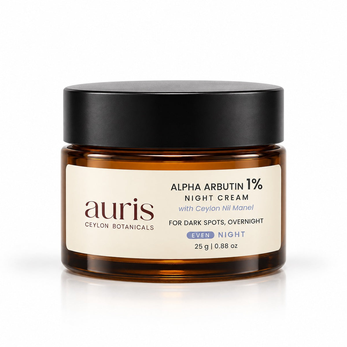 OLD (restored for review) — Auris EVEN Alpha Arbutin 1% Night Cream with Ceylon Nil Manel, 25 g amber jar