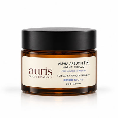 OLD (restored for review) — Auris EVEN Alpha Arbutin 1% Night Cream with Ceylon Nil Manel, 25 g amber jar