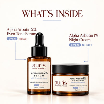 OLD (restored for review) — What is inside the Auris EVEN Starter: EVEN Alpha Arbutin 2% Serum + EVEN Alpha Arbutin 1% Night Cream