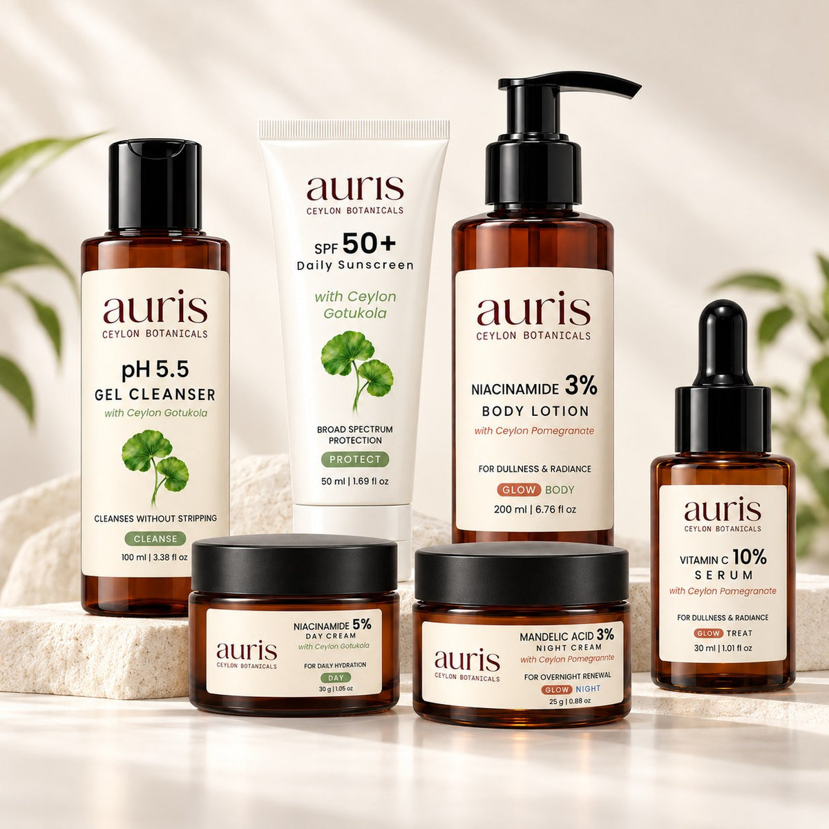 OLD (restored for review) — Auris GLOW Ritual set styled on stone